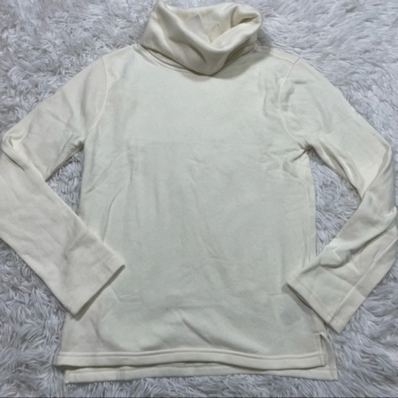 J Crew Factory Mock Neck Sweatshirt Cloudspun Fleece Ivory - Picture 1 of 7